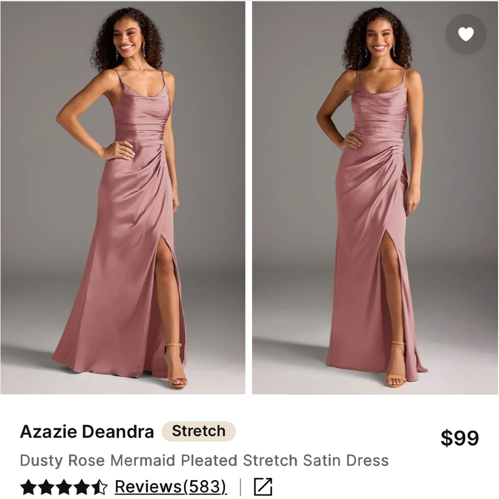 Azazie Dusty Rose Ruched Mermaid Satin Gown
